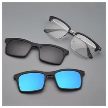 Винтажные очки коробка мужские металлические оправа для очков от близорукости квадратные женские с магнитом поляризованные солнцезащитные очки овальные