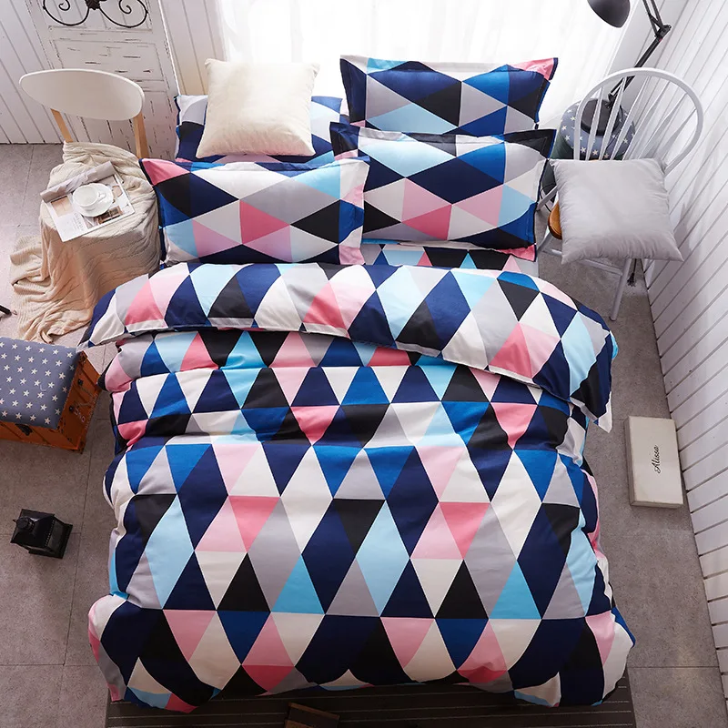 Colorful Geometric Bedding Sets for home Fashion 3pcs duvet cover set geometry briefbed linens