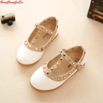 

Children Shoes Princess Girls Shoes 2018 Hot Sale Kids Sneakers Patent Leather Fashion Girls Flat Rivet Dance Shoes