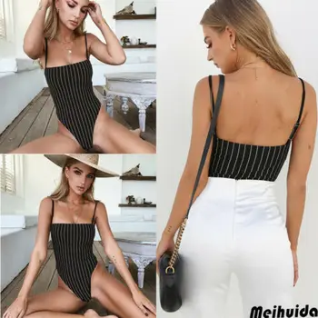 

New Sexy Women Bodycon Bodysuit Sleeveless Bandage Jumpsuit Romper Leotard Tops Swimsuit