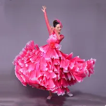 360 градусов испанская коррида танец живота платье юбка длинный халат фламенко юбки для девочек красное фламенко платья для женщин девочек L189