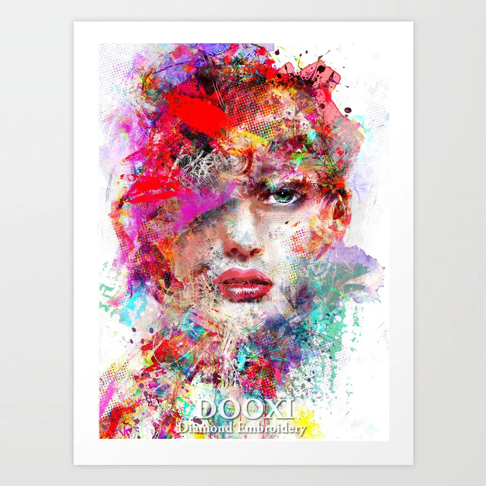 

DOOXI Diamond Painting Cross Stitch Full Square Picture of Rhinestone Colorful Girl DIY Diamond Mosaic Diamond Embroidery Sale