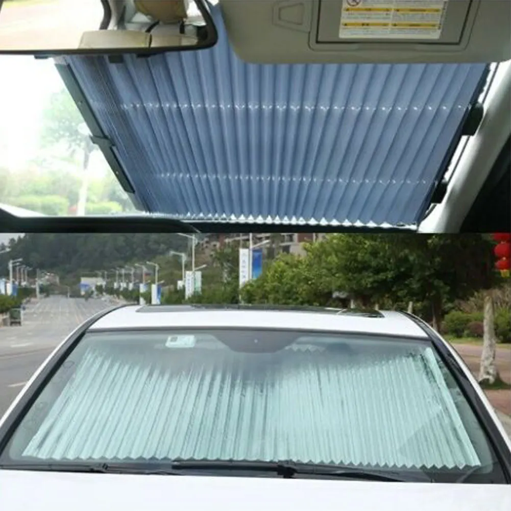 

Automatic Telescopic Car Front Windshield Retractable Sunshade Rear Window Sun Visior Heat Insulation UV Protection Curtain