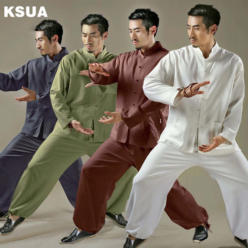 Мужской комплект для йоги большие размеры рубашка Shaolin Wushu Kong Fu мужская