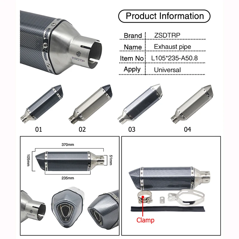 ZSDTRP 2 Model Universal Modified Escape Moto AK Exhaust Motorcycle Scooter Dirt Bike Muffler Pipe For R6 YZF1000 R1 CBR ZSDTRP 2 Model Universal Modified Escape Moto AK Exhaust Motorcycle Scooter Dirt Bike Muffler Pipe For R6 YZF1000 R1 CBR