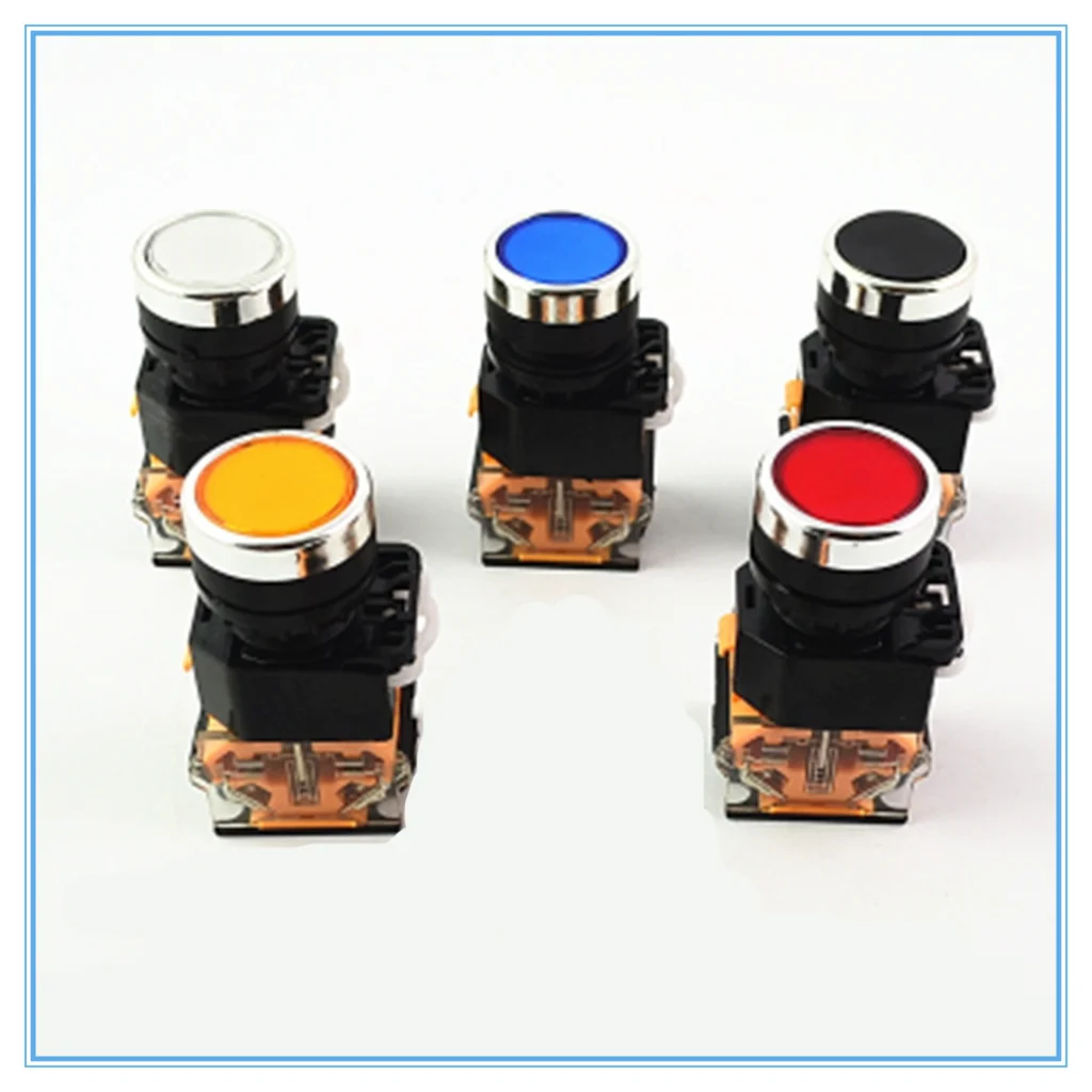 

LA38 22mm Flat head Pushbutton switch 1NO 1NC Momentary Push button switches LA38-11