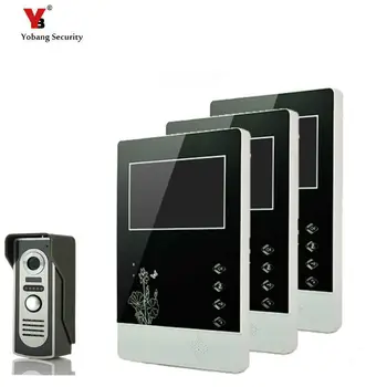 

Yobang Security 4.3 Inches HD Doorbell Camera Video Intercom Door Phone System Security Camera Intercom Door Bell With 3 Monitor