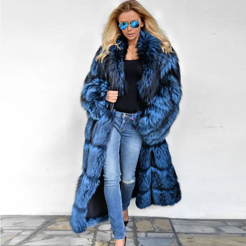 Chaud D'hiver Supérieure Bar Silver Wide Col 2019 100Naturel Renard Fourrure De Long Bar Fox Qualité Femmes Manteau Pour Style Vente a Femelle 2EH9WDI