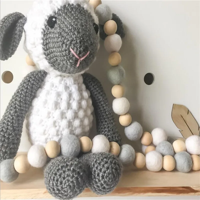 100% 20mm Wool Felt Balls Garland lovely Baby Shower Gift 60Pcs Neutral Nursery Banner Wall Mantle Decor Beads | Украшения и