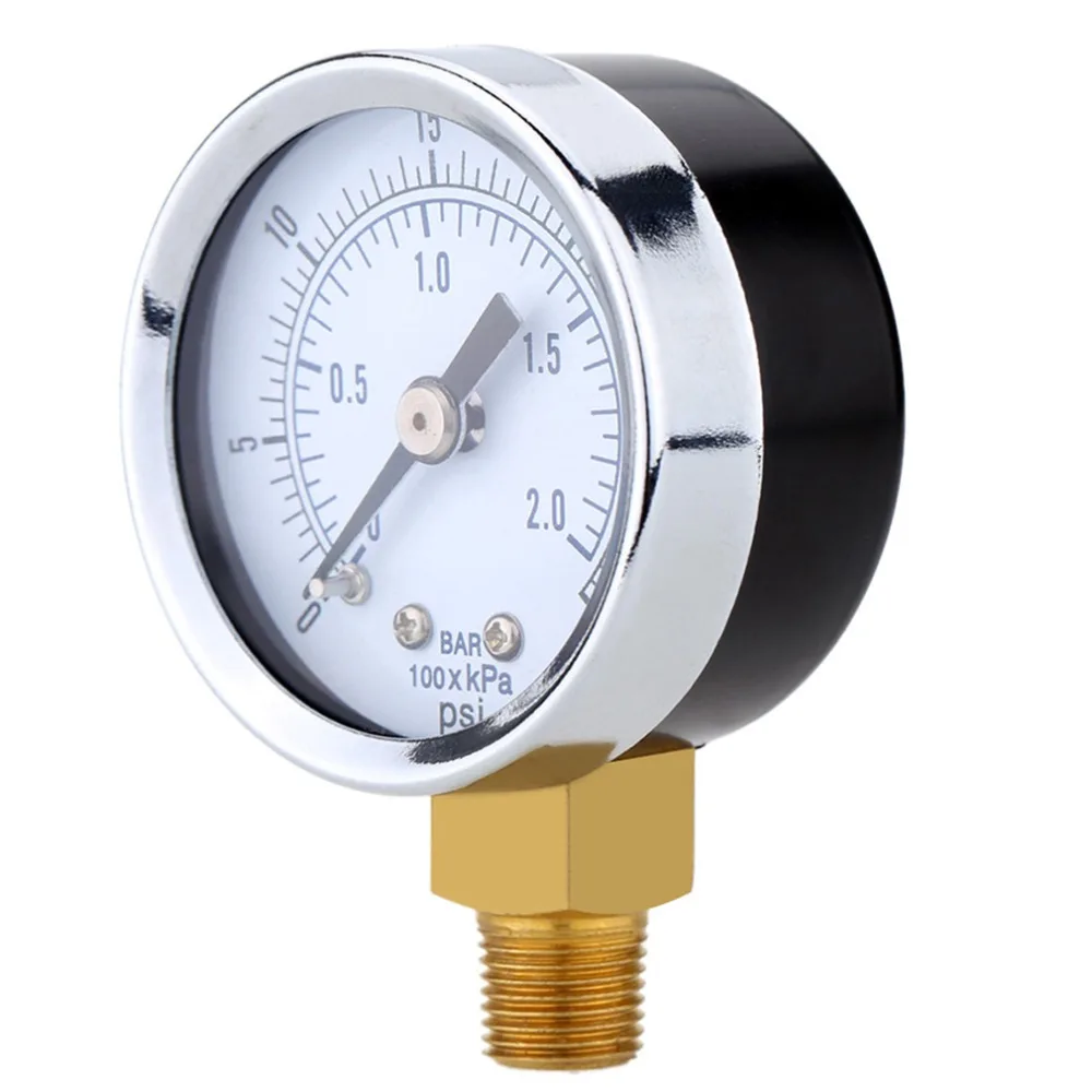 

0~30PSI 0~2Bar Air Compressor Gauge 2" Face Side Mount 1/4" NPT Hydraulic Compressed Air Pressure Gauge Tester Measurer