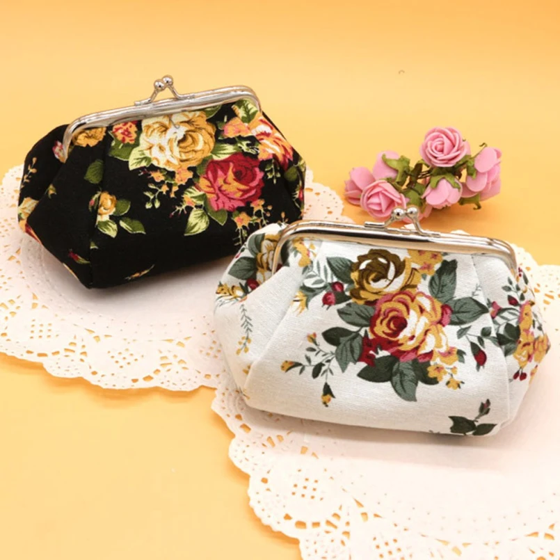  Excellent Quality Women Coin Purses Cute Girl Mini Bag Case Wallet Lovely Lady Retro Vintage Flower Pouch Change Purse wholesale 