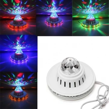 

NEW 8W AC100V-240V LED Sunflower Crystal Magic Bulb Lamp Full Color Rotating Stage Light