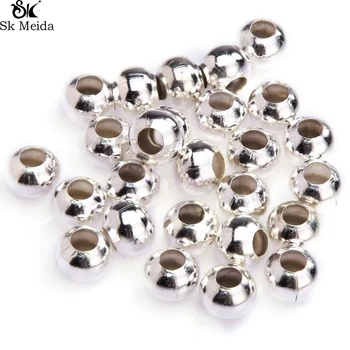 

200pcs 4 5 6 8 mm Silver Gold Color Smooth Round Ball Metal Spacer Beads For Needlework For Jewelry Bracelet Diy Making TK-123