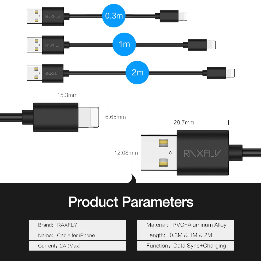 RAXFLY 5 шт./лот, usb-кабель для iPhone 7, 6, 6 S, 5, 5S, XS, Max, XR, зарядный Шнур для iPhone, кабель для синхронизации данных, кабели для зарядного устройства