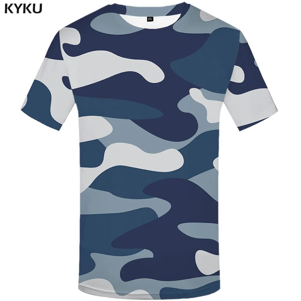 

3d Tshirt Blue Camouflage T-shirt Men Camo T-shirts 3d Harajuku Tshirt Printed Military Tshirts Casual Rock Shirt Print