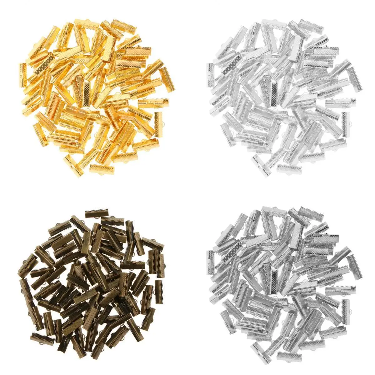 

400 Pieces Ribbon Clip Clamp Cord Crimp End Cap Tip Bracelet Connectors DIY Craft 20mm