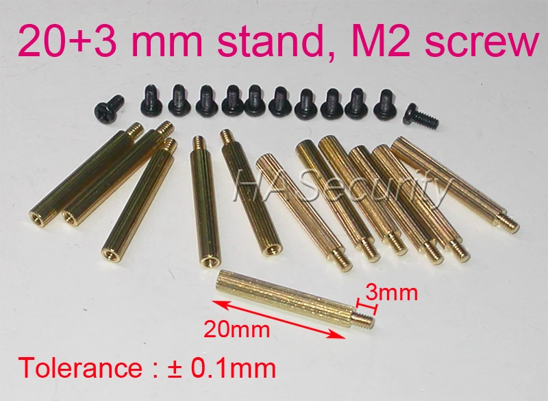 

20+3mm (12pcs) brass stand / brace / puncheon with M2-4mm screw for security camera PCB module installation assembly