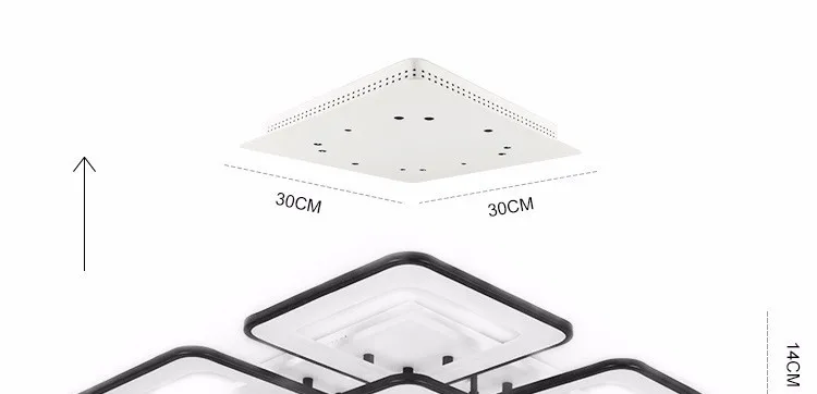 Современный светодиодный светильник-Люстра для гостиной, квадратная черная домашняя кухонная лампа с пультом дистанционного управления для спальни
