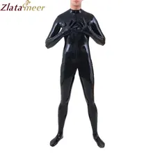 Мужские черные латексные костюмы Zentai с эффектом мокрого вида, Фетиш резиновые трико, Клубные боди для мужчин размера плюс, комбинезон на заказ