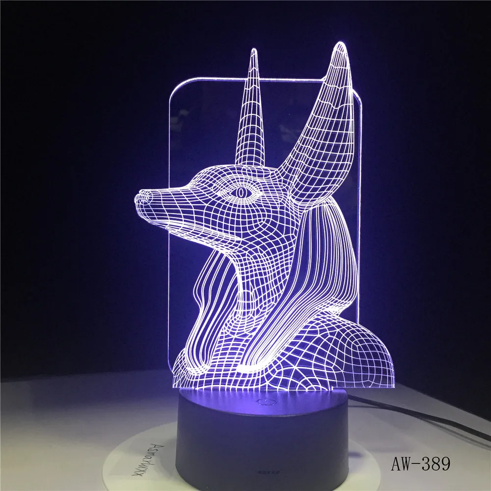 7 цветов Изменение египетского Anubis 3D Bulbing лампа иллюзия цвета меняющийся Настольный светильник с черным сенсорным базовый Декор ночной Светильник AW-389