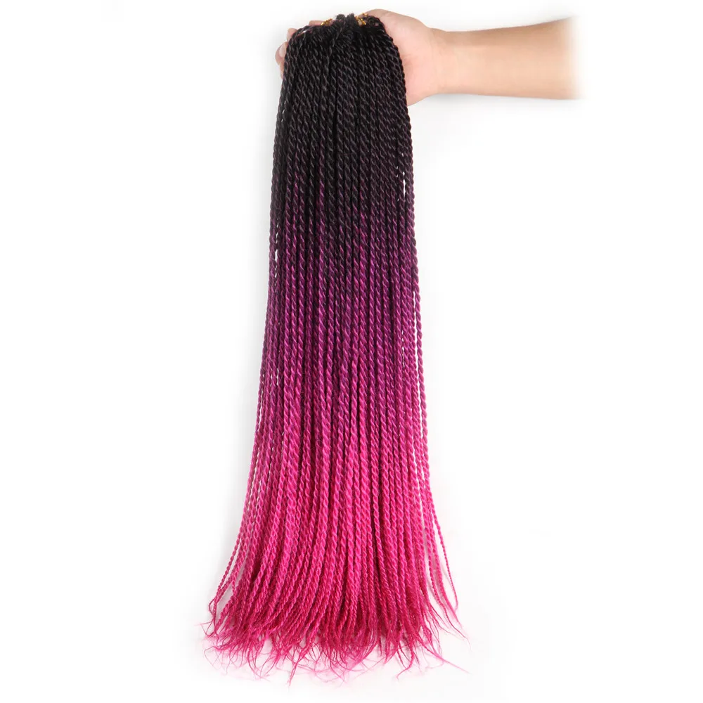 SAMBRAID Сенегальские вьющиеся волосы вязанные пряди Омбре синтетические плетеные волосы для наращивания 14 цветов 24 дюйма 30 корней/упаковка - Цвет: #4