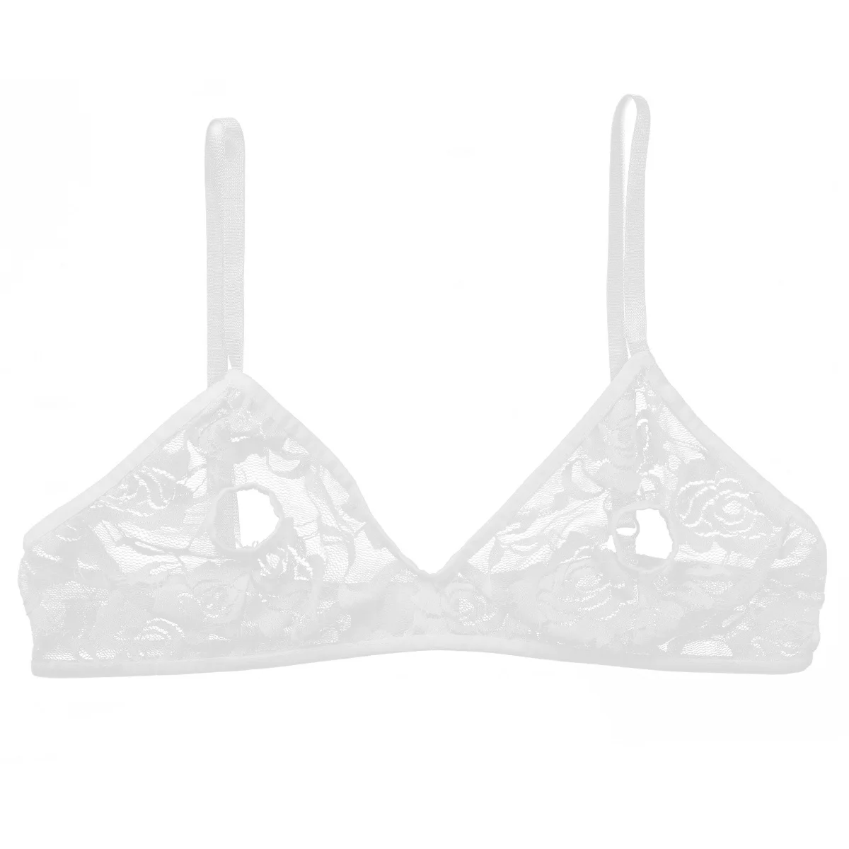 MSemis Womans Lace Sheer Push Up Quarter Cup Hollow Out Bra Top Harness Cage Bralette Lingerie 
