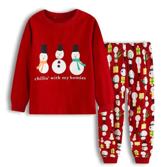 Новые рождественские детские пижамные комплекты из 2 предметов Одежда для мальчиков и девочек футболка с длинными рукавами и рисунком+ штаны, QW13 - Цвет: 13