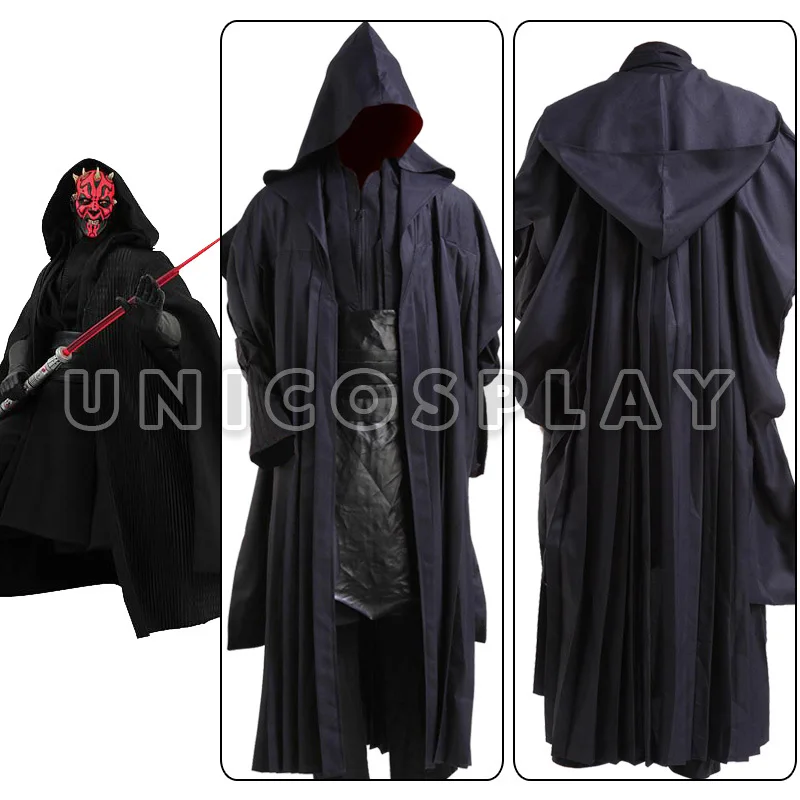 

Darth Maul Robe Costume Jedi Knight Tunic Cosplay Halloween Cloak Uniform for Adults Kids Black Cape Carnival Party Suits Outfit