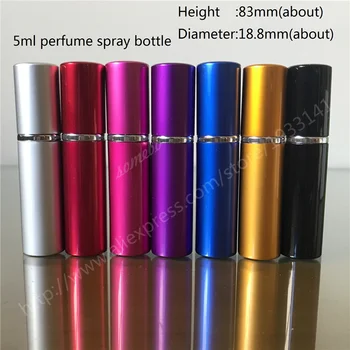 

In stock 200pcs/lot 5ml Refillable Portable Mini perfume bottle &Traveler Aluminum Spray Atomizer Empty Parfum bottle