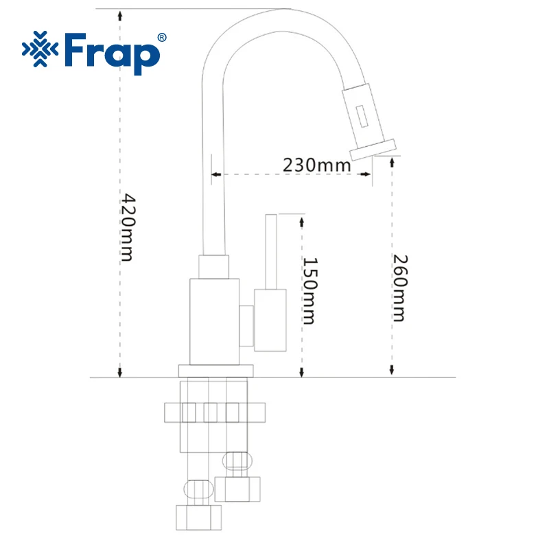 Frap 1 комплект Кухня смесители серебро одной ручкой вытащить Кухня кран с одной ручкой отверстие шарнирного соединения 360 градусов смеситель для воды кран Y40027