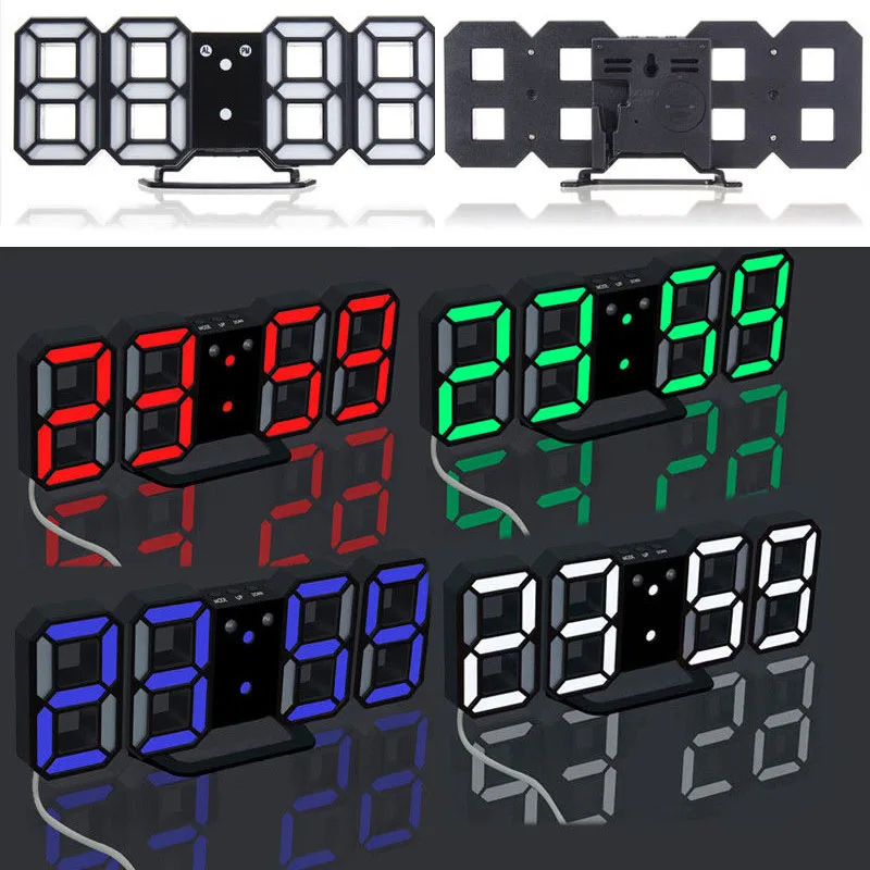 Modern Digital LED Table Desk Clock Night Wall Alarm Clock Watch 24 /12