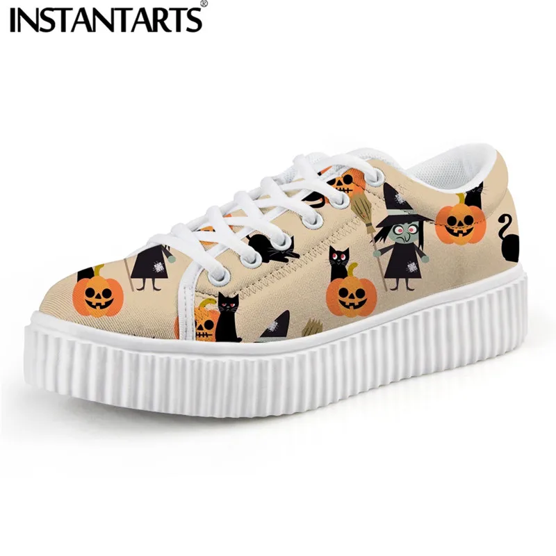 INSTANTARTS Women Flats Shoes 3D Cool Animal Cat Print Woman's Creeper