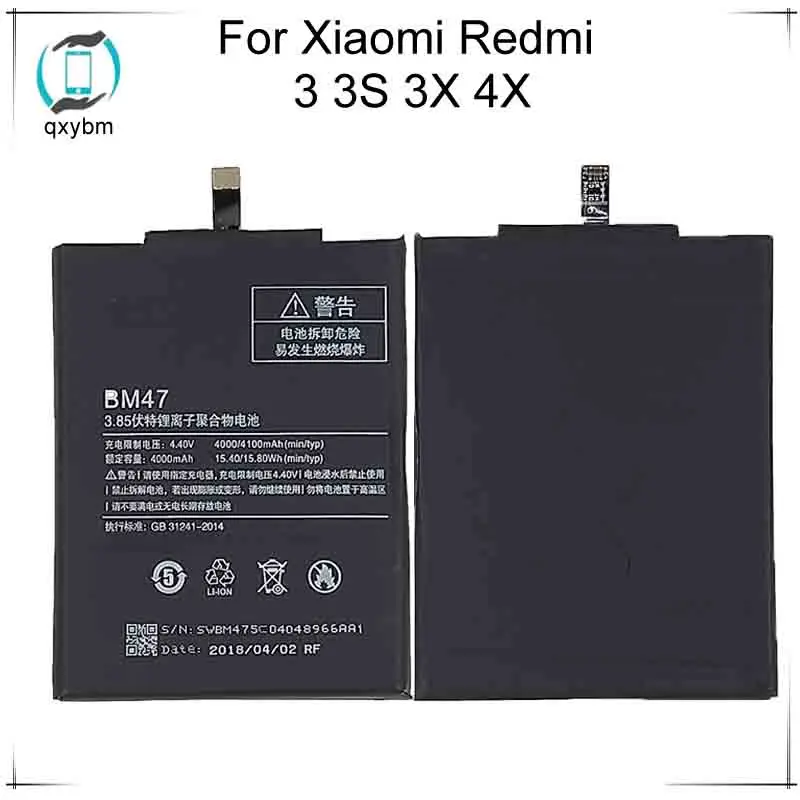 4000 мАч BM47 батарея Замена для Redmi 3X4X3 3S Xiao Mi Hongmi 3 3X 4X большой емкости|Аккумуляторы