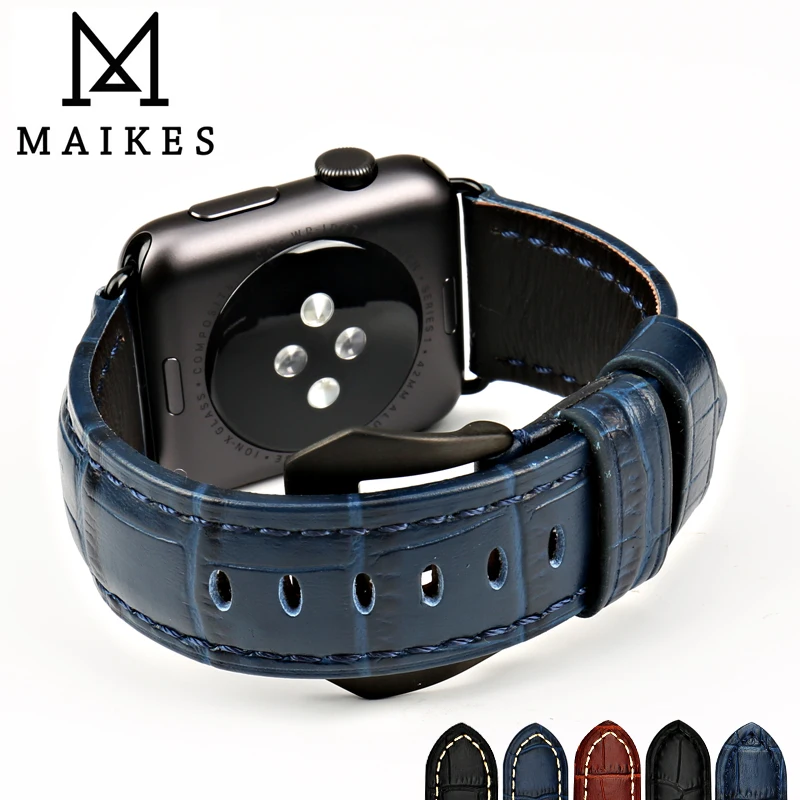 Ремешок для часов MAIKES из натуральной кожи браслет Apple Watch 42 мм 38 44 40 iWatch 1 2 3 4