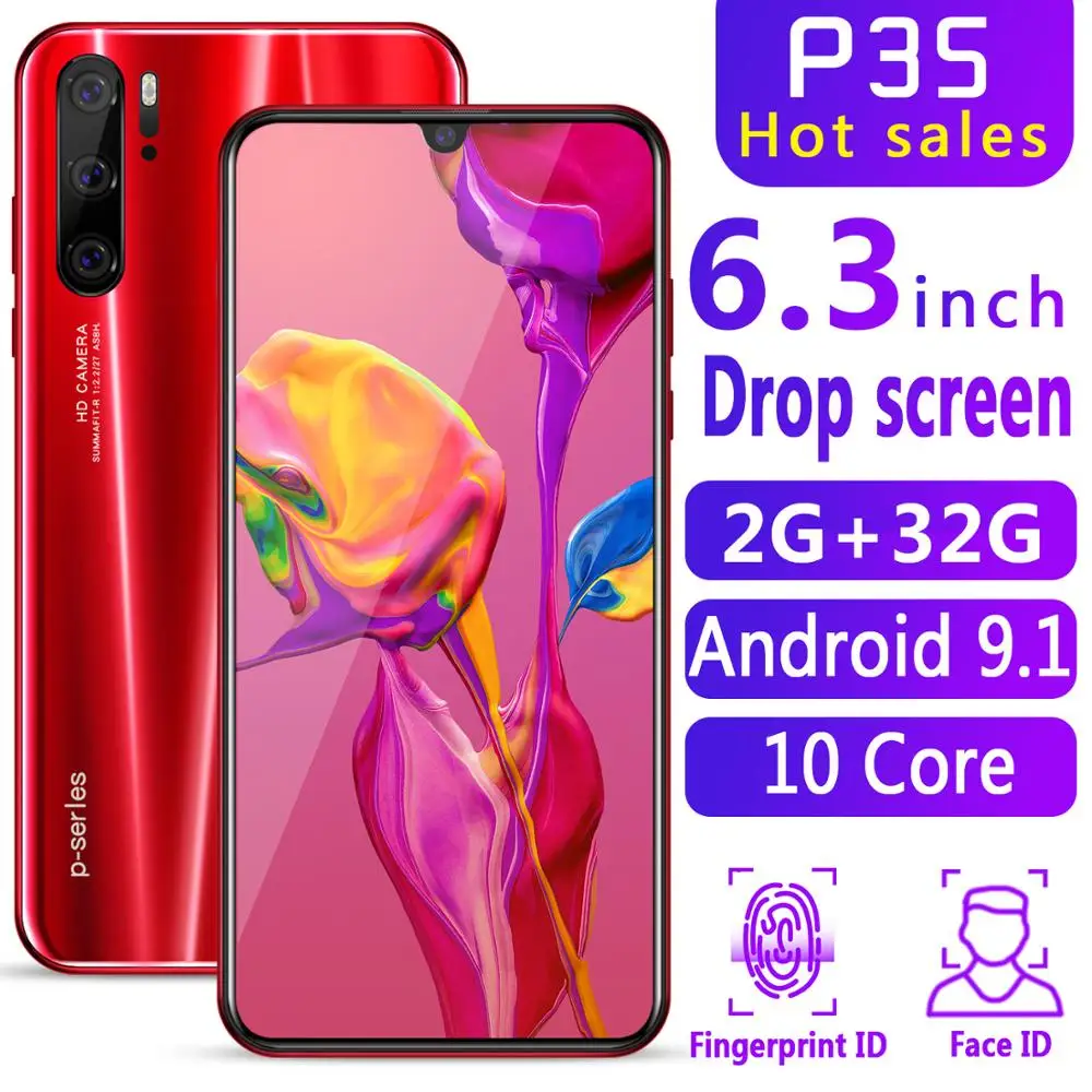 2GB+32GB CHAOAI P35pro Smartphone Global Version CellPhone 10 core 6.3 inch Drop Screen Telephone 2 Sim
