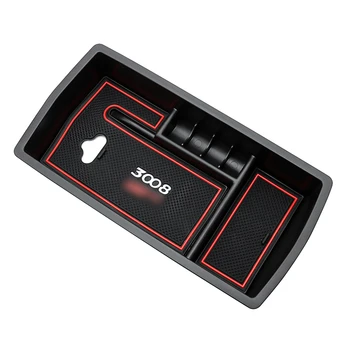

For Peugeot 3008 GT 3008GT Car Interior Armrest Central Console Storage Box Arm Rest Glove Container Holder Sticker Accessories