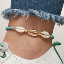 Tocona женские богемные Зеленые Бусины из ракушек браслеты с подвесками цепочки на ногу регулируемый браслет простые браслеты на ногу вечерние ювелирные изделия 6966