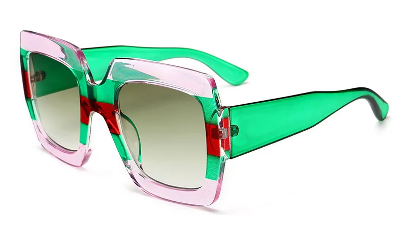 HBK, Италия, негабаритные солнцезащитные очки для женщин, фирменный дизайн, Ретро стиль, роскошные мужские Квадратные Солнцезащитные очки для женщин, lunetes De Sol, UV400 - Lenses Color: C4 PinkGreen Green