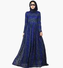 2016 Fashion Muslim Abaya Dubai Islamic Clothing For Women Muslim Abaya Jilbab Djellaba Musulmane Floral Print Dress lace abaya