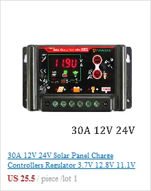 10A 20A 30A 12V 24V LCD Display solar charger PWM solar charge controller USB 5V used for lead acid battery