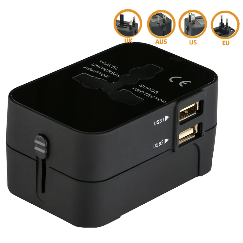 Все в одном Универсальный международный штепсельный адаптер 2 USB порта мир Путешествия AC зарядное устройство адаптер с AU US UK EU конвертер штекер