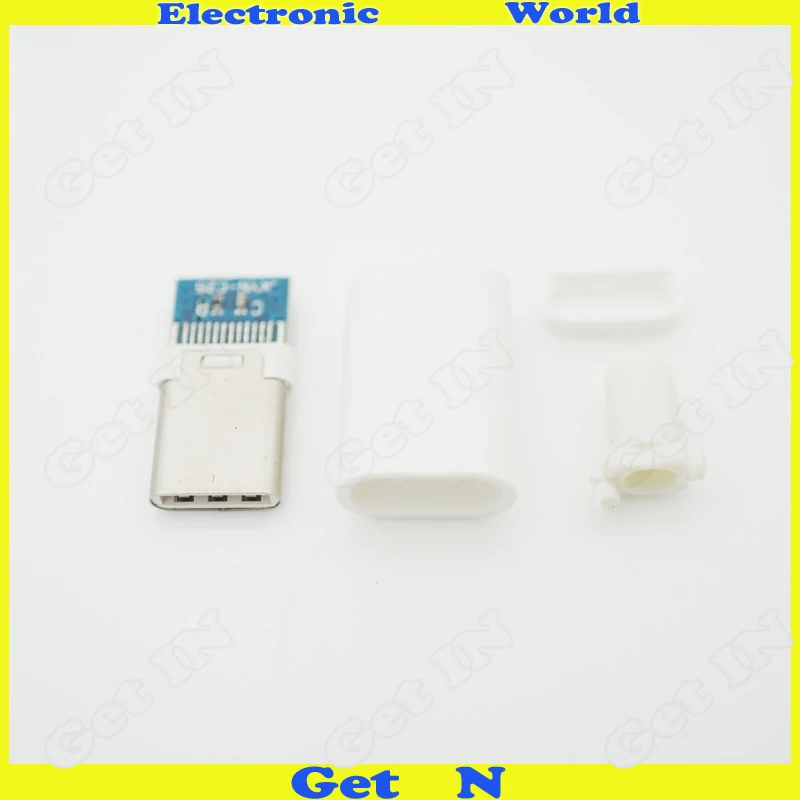 

10pcs 4 In 1 Usb-C Type 2.0 Version Male Plug With Pcb Board Solder Wire With 3.0Mm Tail Connector