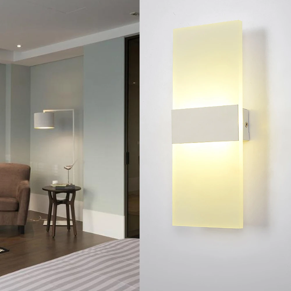 

LED Modern minimalist style acrylic lampshade wall lamp fashion sconce loft home lighting study lamps bedroom bedside lights
