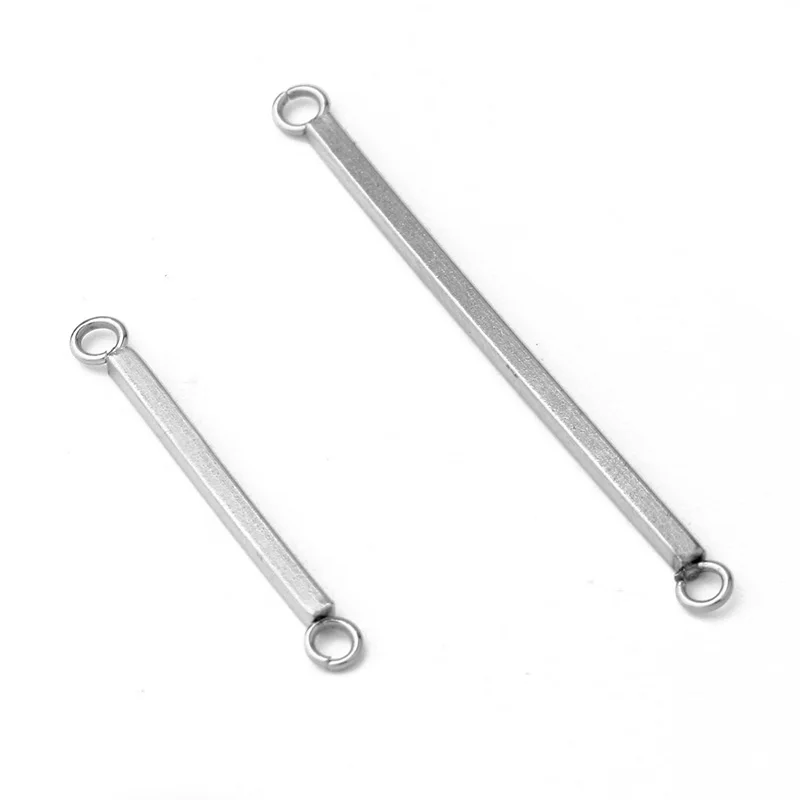 Rectangle Stamping Stainless Steel Silver tone Polish Bar Square Charms