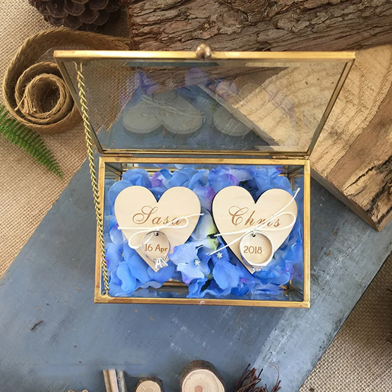 Unique Wedding Favors Hexagonal Geometric Ring Box Flower Jewelry Box Ring Bearer Pillow For Wedding Decorations