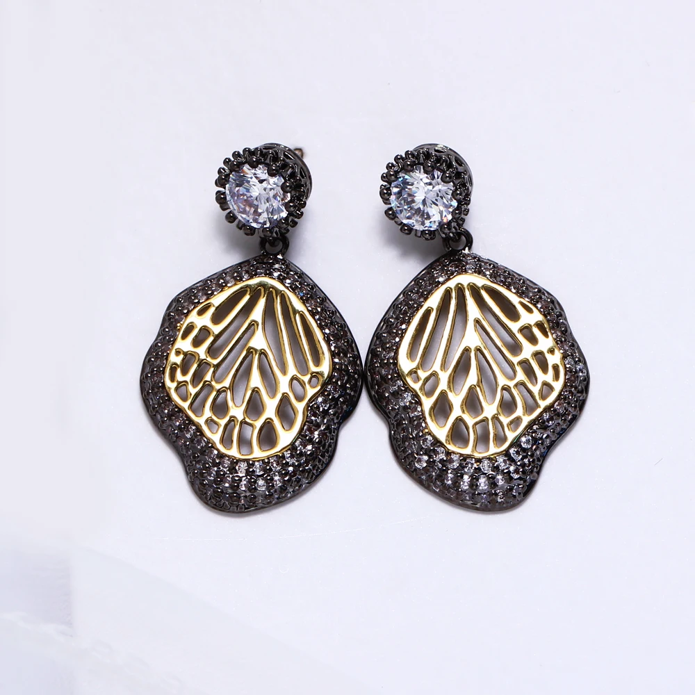 Latest Leaves Dangling Earrings Jewelry Pendientes Detalles De boda Black/White/Gold Color Accessories Gifts Earring