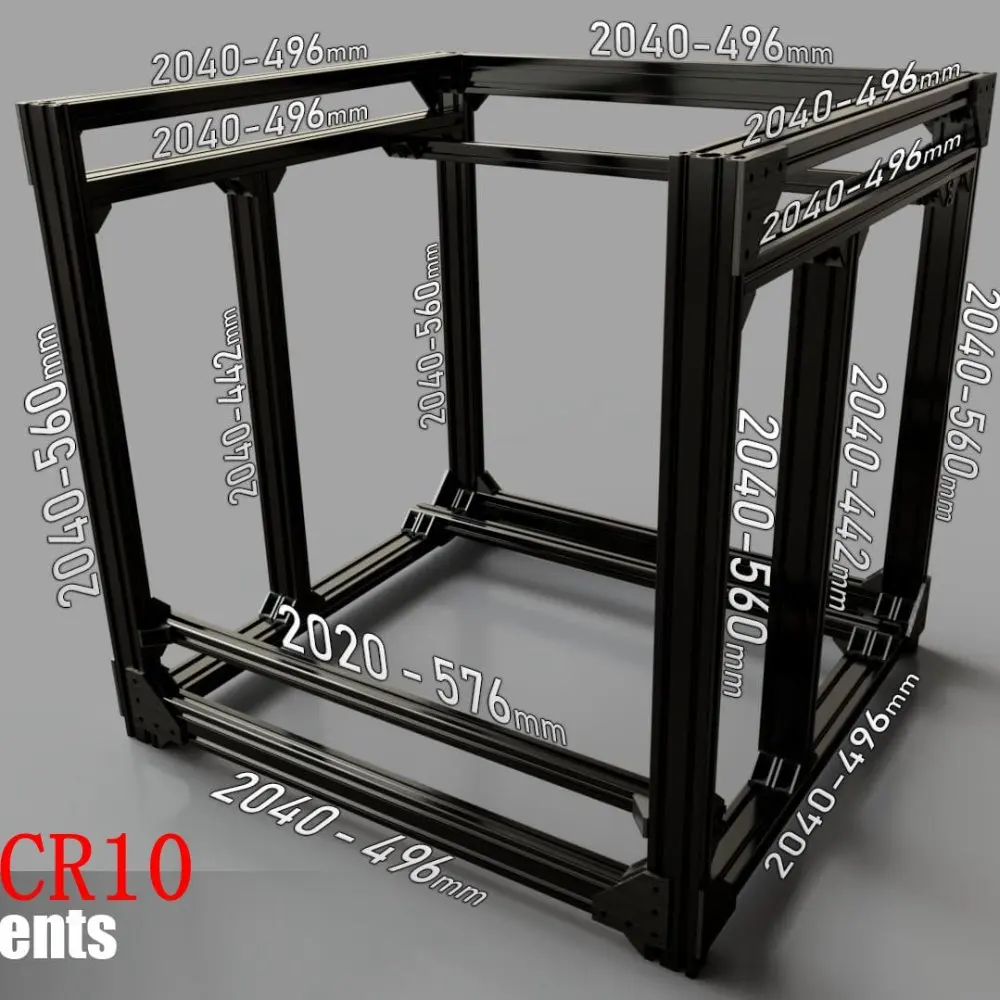 

Black Aluminum Extrusion BLV mgn Cube Frame kit & Hardware Kit For DIY CR10 3D Printer Z height 565MM