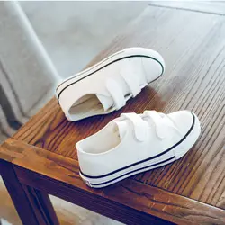 Чисто Белая обувь с ручной росписью Осенние Новые кеды Детские липкие пряжки