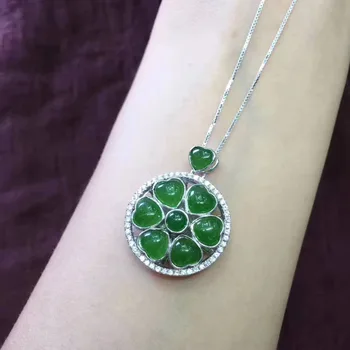 

boutique jewelry Natural hetian jade pendant, 925 silver jewelry wholesale natural Hetian jade round pendant