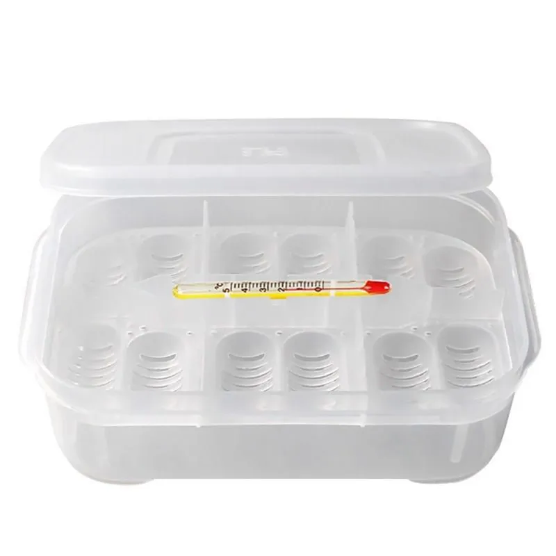 12 отверстий коробка для разведения рептилий яиц инкубатор инкубация Ящерица Геккон змея случае амфибий контейнер коробка с термометром
